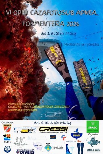VI Open Cazafotosub Apnea Formentera 2026, 1 al 3 mayo 2026